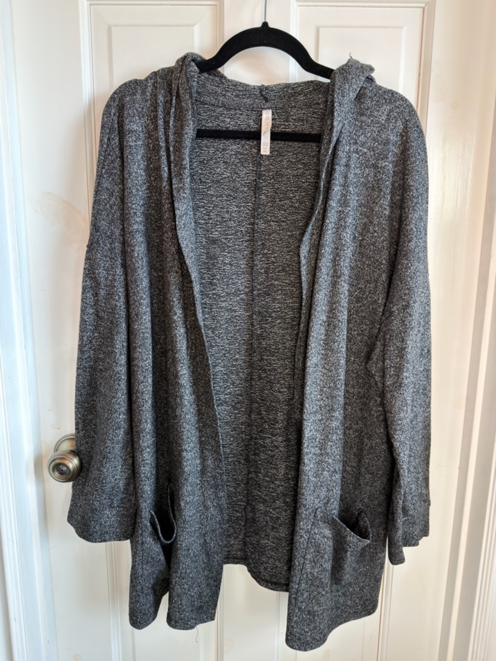 LuLaRoe Heathered Gray Open-Front Hooded Cardigan